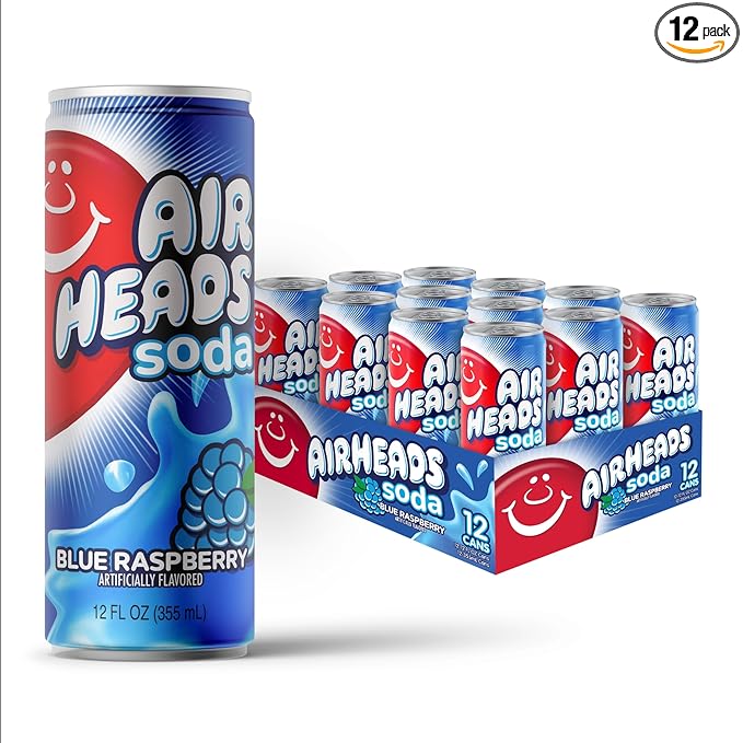 Airheads Blue Raspberry Soda, 12 oz Can